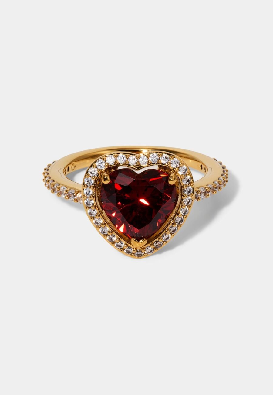 LE BISOU RED HALO HEART RING