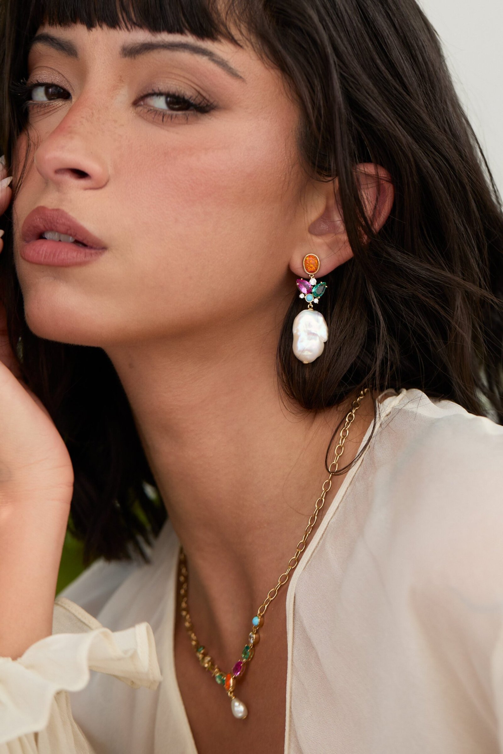 FRIEDA LARGE FRESHWATER PEARL DROP EARRINGS - Image 2