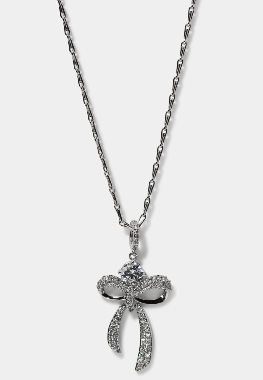 EROS BOW AND CZ PENDANT NECKLACE