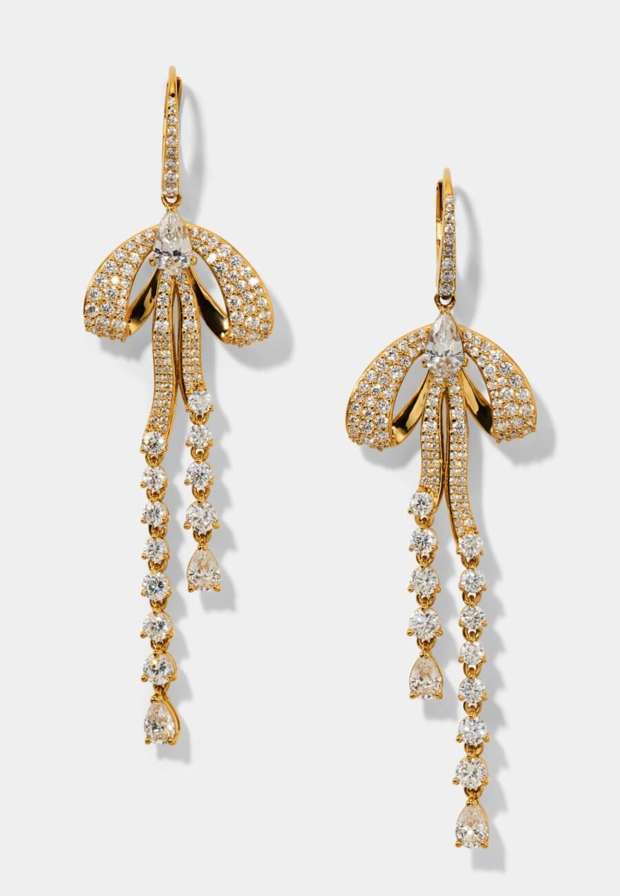 EROS PAVE BOW LEVERBACK EARRINGS